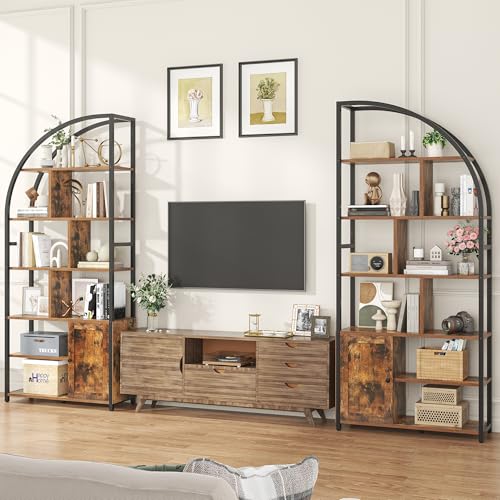 71.1" Tall 6-Tier Bookshelf with Storage Cabinet M3298