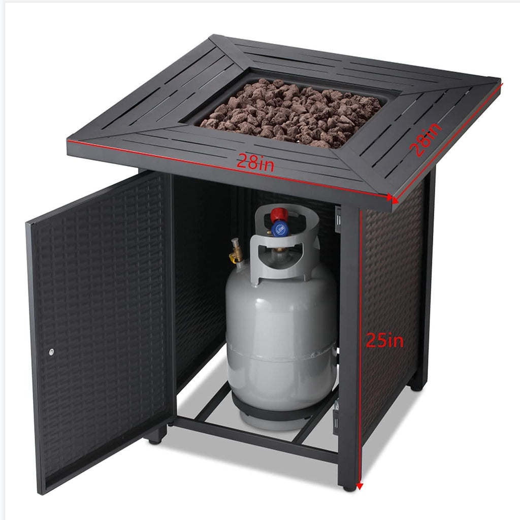28 Inch 50,000 BTU Propane Fire Pit Table with Lid and Lava Stone K74790