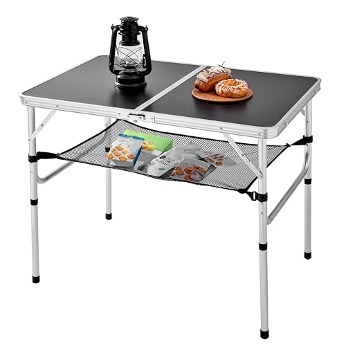 Folding Camp Table Adjustable Height Aluminum J82237