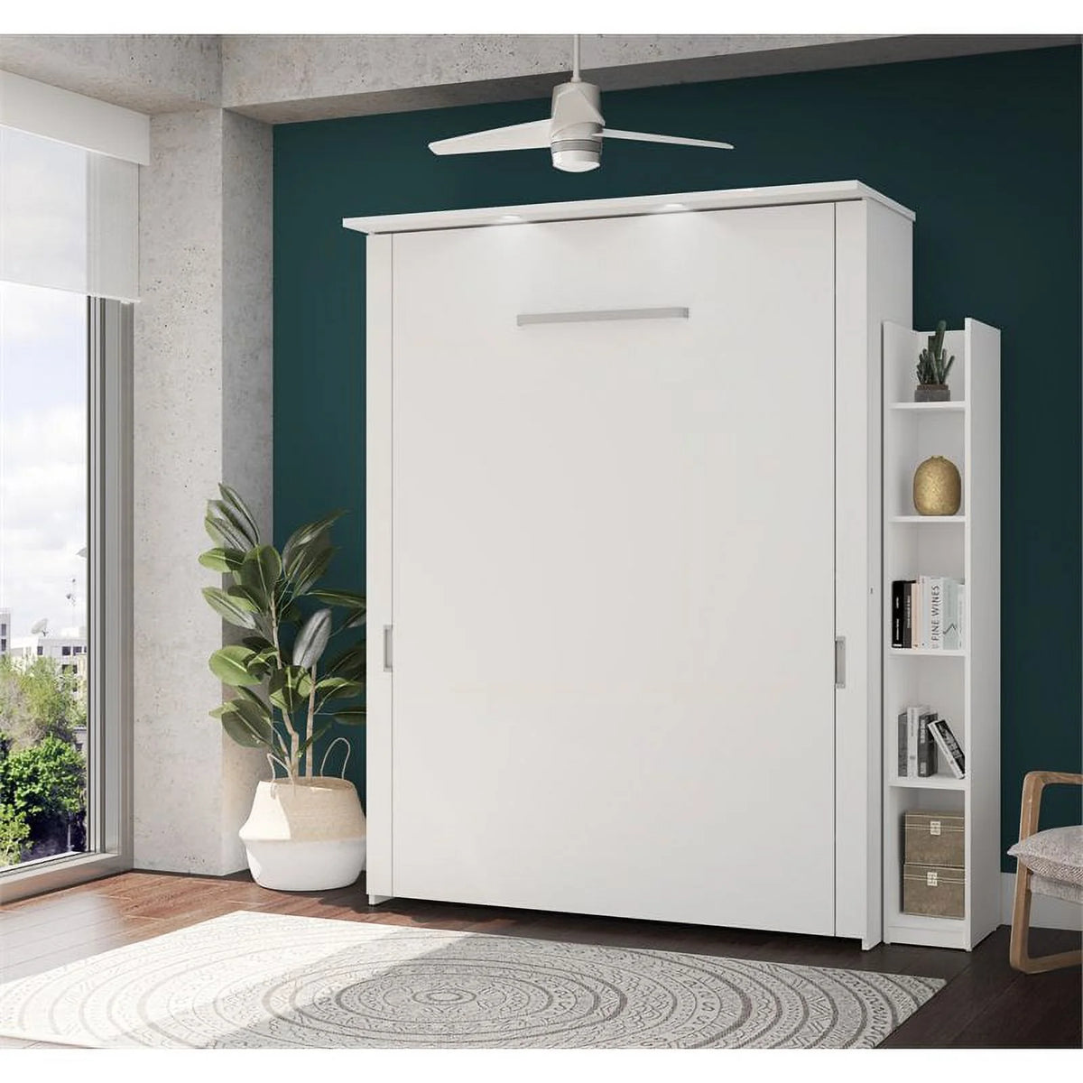 Queen Murphy Bed and Storage Unit in White T632