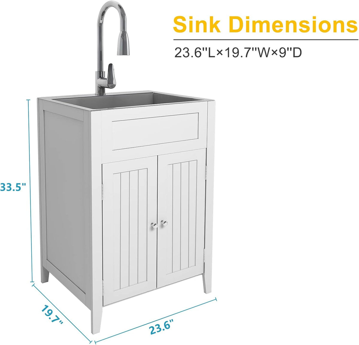 24-Inch Stainless Steel Laundry Sink with Cabinet B576234