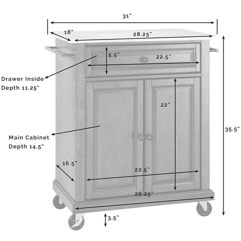 Natural Wood Top Kitchen Cart in Mahogany L7457