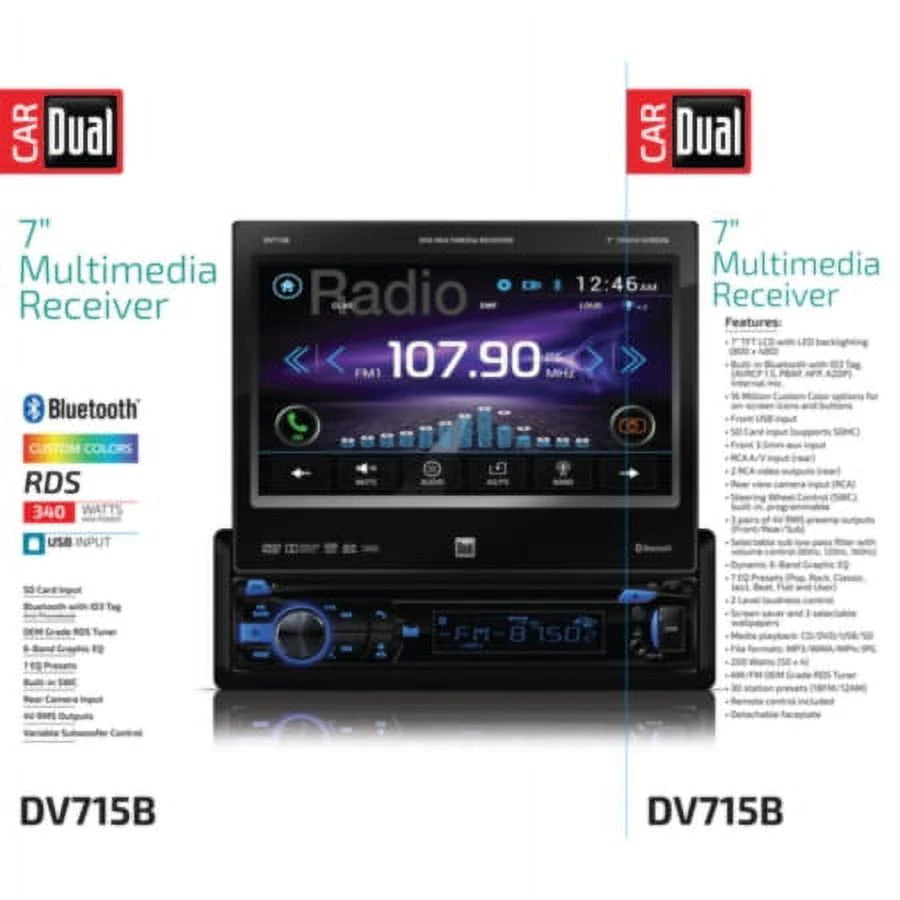 Single-DIN DVD Receiver with 7" Touch Screen Y8096