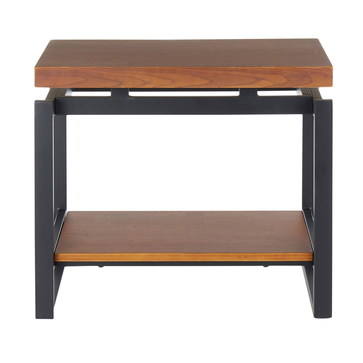 Black Metal Weathered Walnut Wood End Table S88679