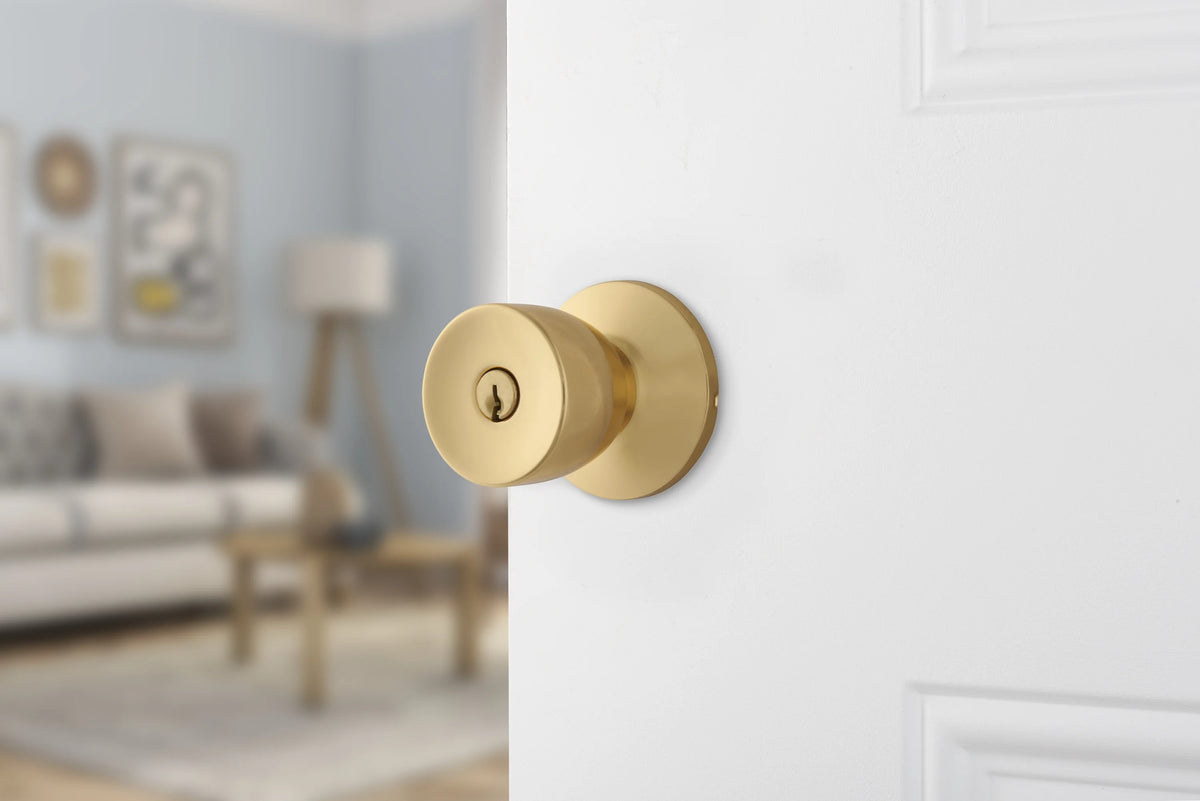 Keyed Entry Doorknob Polished Brass Twin Pack G29647