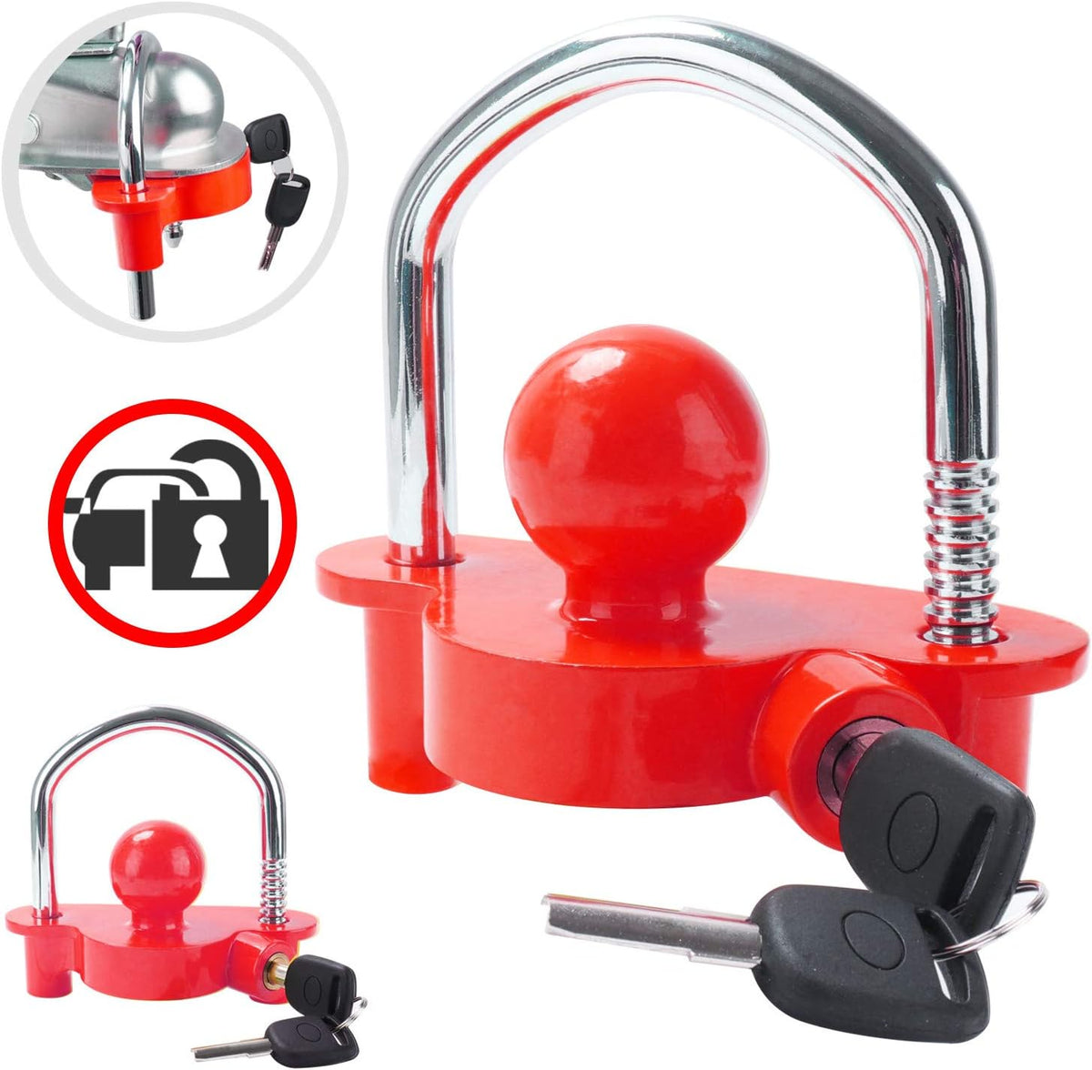 Adjustable Heavy-Duty Steel Trailer Hitch Lock with 2 Keys B70139