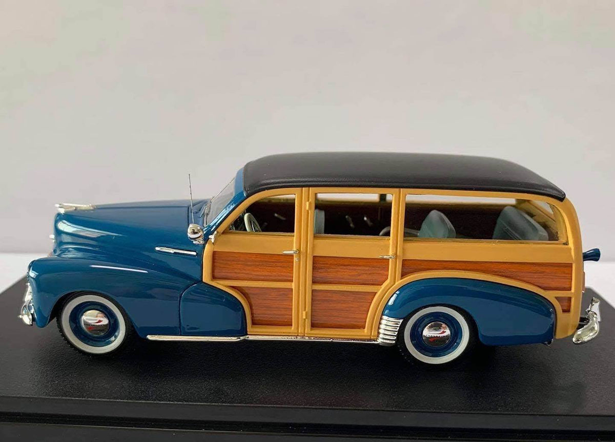 1948 Chevrolet Fleetmaster Woodie Station Wagon Blue with Black Top 1/43 Model Car M34934