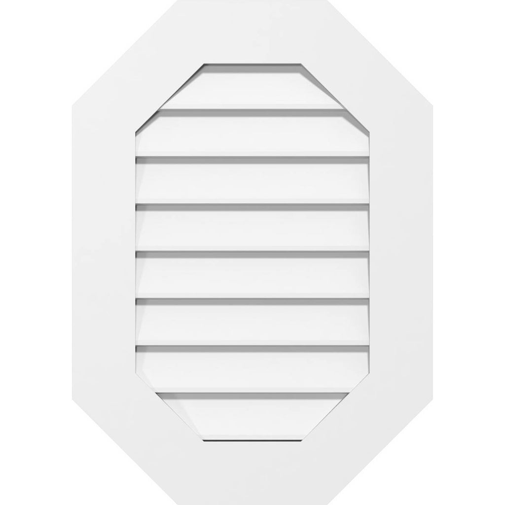 Vertical Elongated Octagon Surface Mount PVC Gable Vent L438116