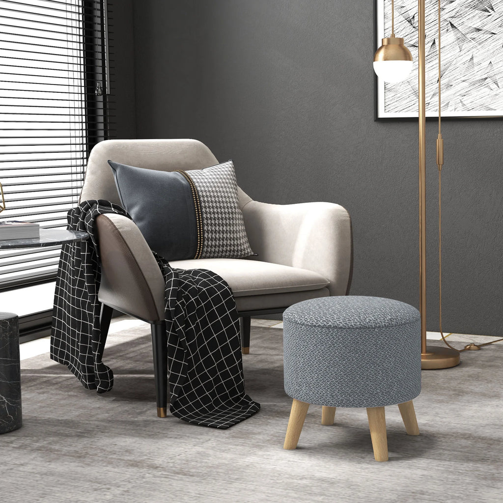 Gray Round Storage Ottoman U934296