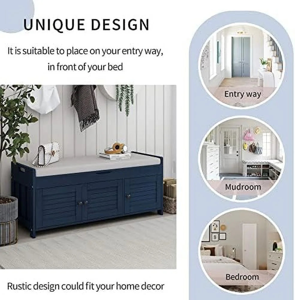 Espresso Wooden Entryway Bench with 3 Doors X251417