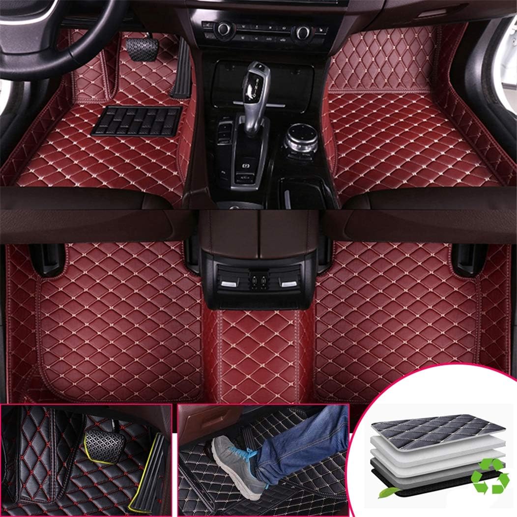 Custom Car Floor Mats for KIA Sorento 2015-2017 7seats Black and Red N873648