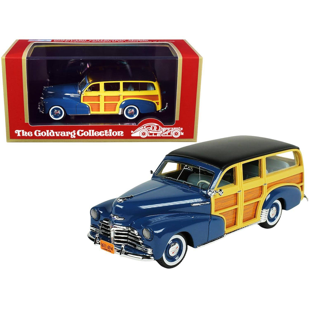 1948 Chevrolet Fleetmaster Woodie Station Wagon Blue with Black Top 1/43 Model Car M34934