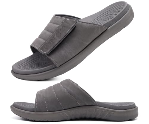 Mens Open Toe Athletic Sport Slides with Arch Support A88524