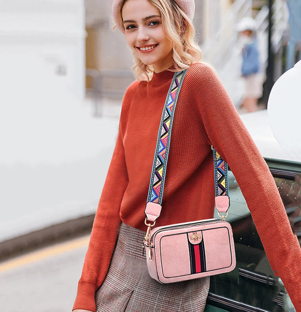 Pink PU Leather Crossbody Bag C9099