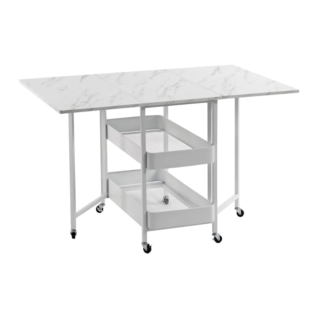 Folding Extendable Dining Table with 7 Wheels White S732305