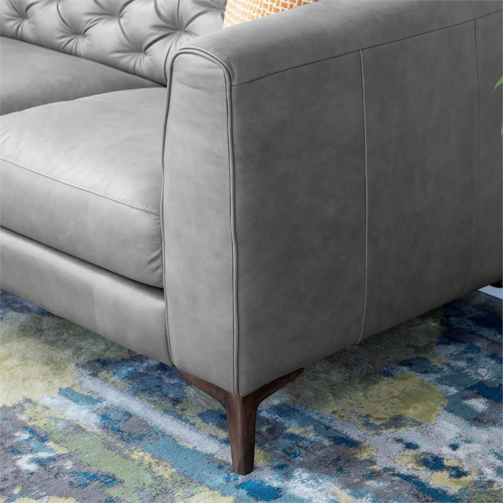 Gray Genuine Leather Sofa J701