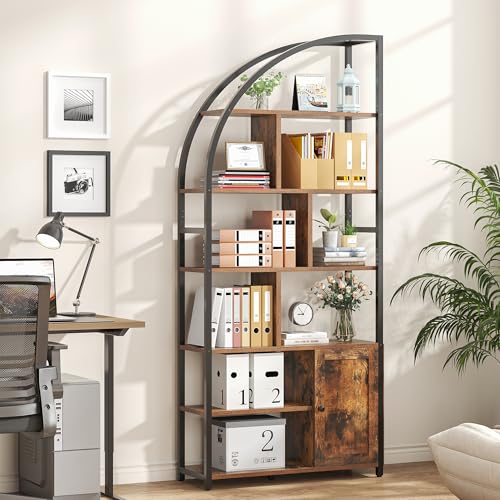 71.1" Tall 6-Tier Bookshelf with Storage Cabinet M3298