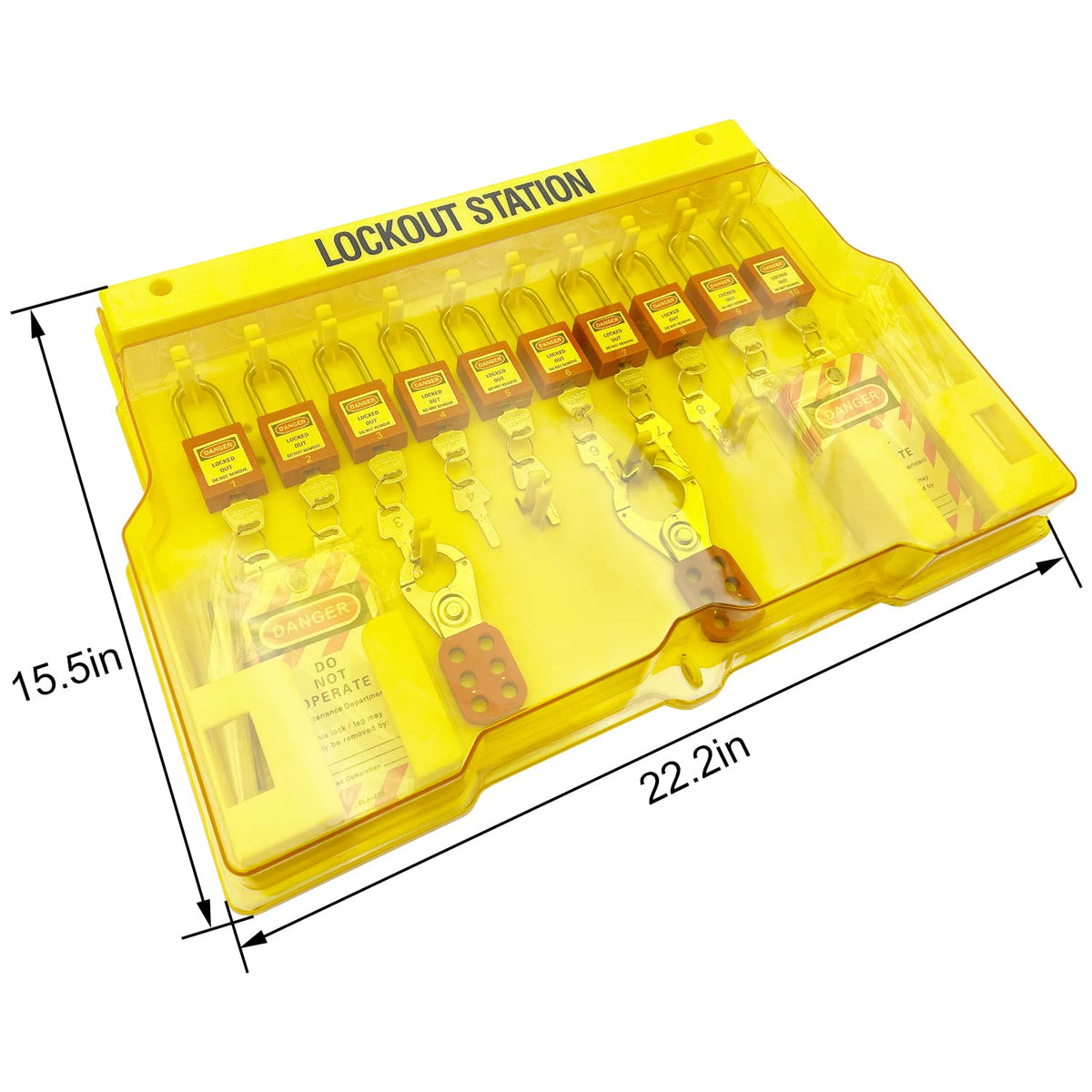 Lockout Tagout Station with 14 Padlocks, 4 Hasps, 40 Tags M3830