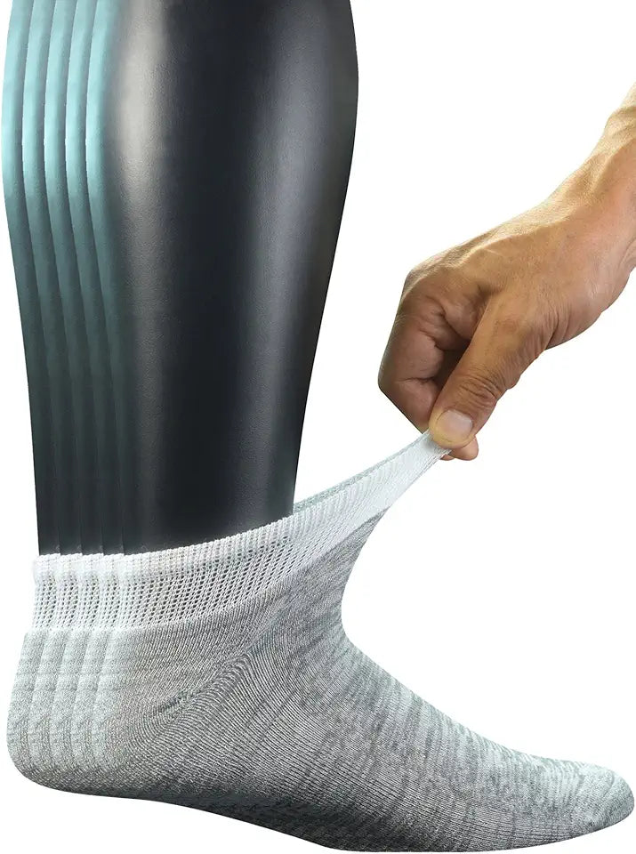 Men's 5 Pairs Low Cut Diabetic Socks with Cushion Sole and Seamless Toe K853938