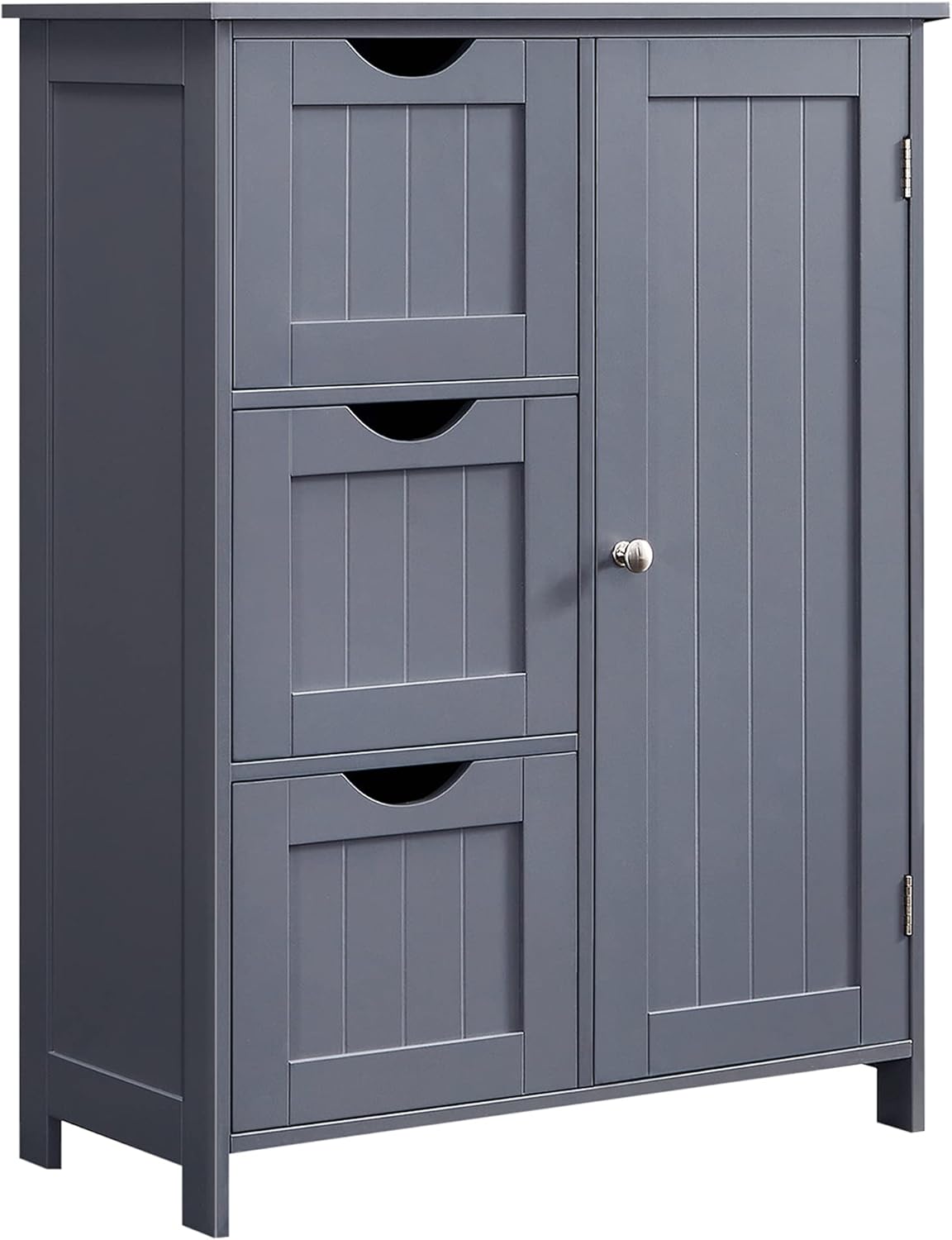 White Bathroom Storage Cabinet with 3 Drawers and Adjustable Shelf V85258