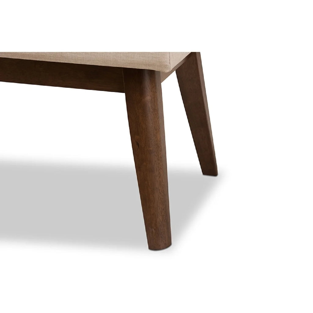 Walnut Wood Light Beige Fabric Bench E872626