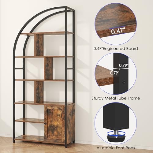 71.1" Tall 6-Tier Bookshelf with Storage Cabinet M3298