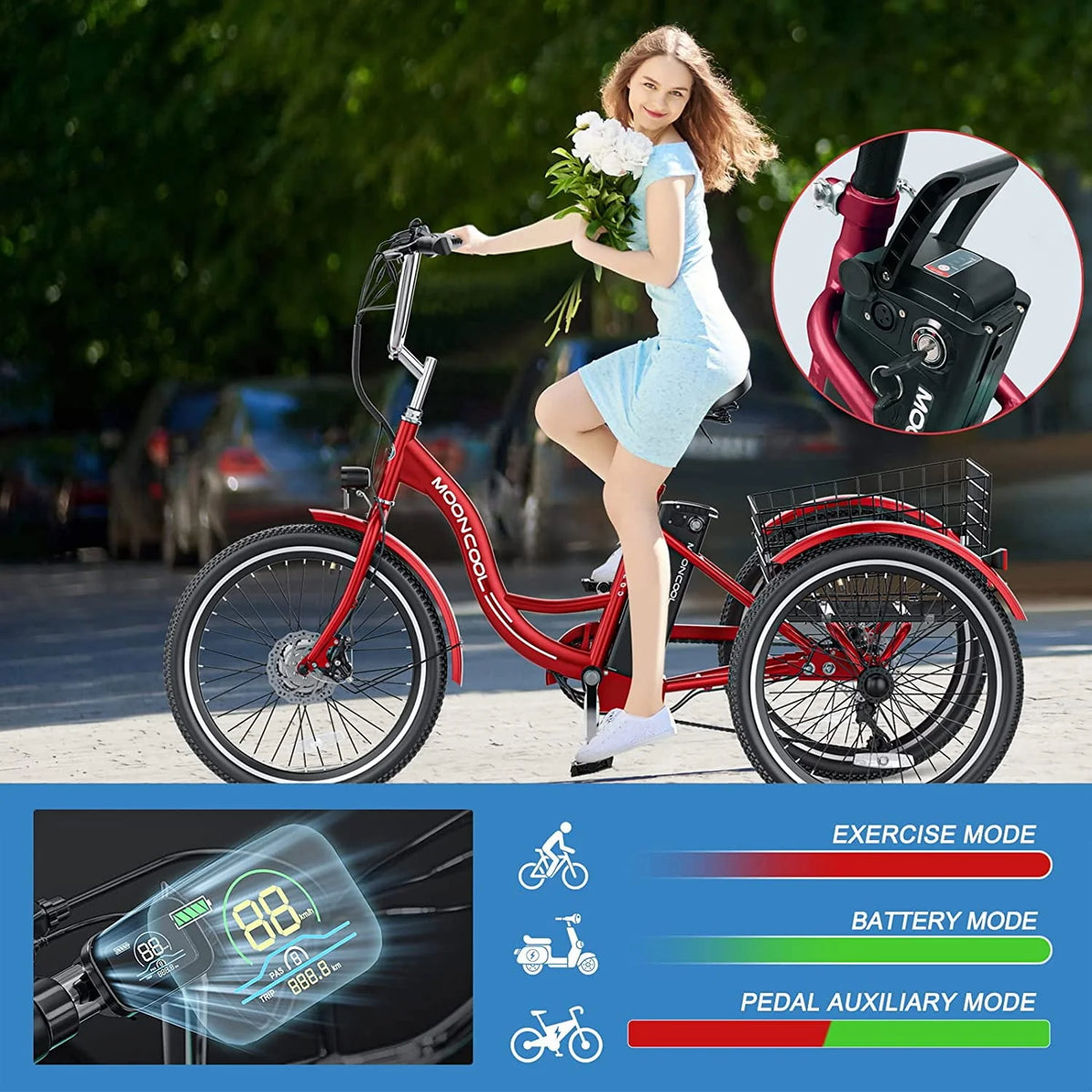 350W 7 Speed Electric Trike R90637