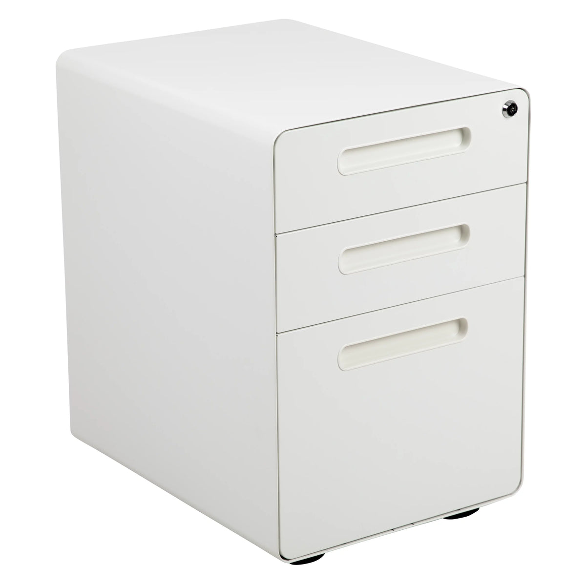White Adjustable Computer Desk, Office Chair and Locking Mobile Filing Cabinet W326