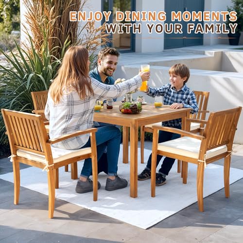 5 Piece Patio Dining Set with Square Tabletop & 4 Chairs T834