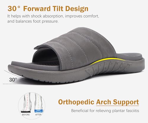 Mens Open Toe Athletic Sport Slides with Arch Support A88524