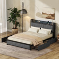Queen Size Upholstered Platform Bed Frame with Storage Headboard and 4 Drawers V91149