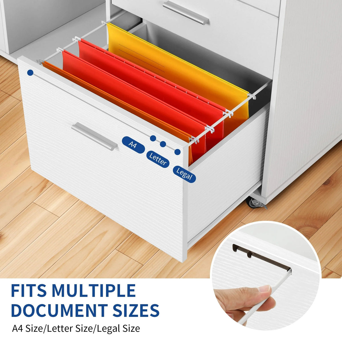 White Wood File Cabinet with Charging Station R891377