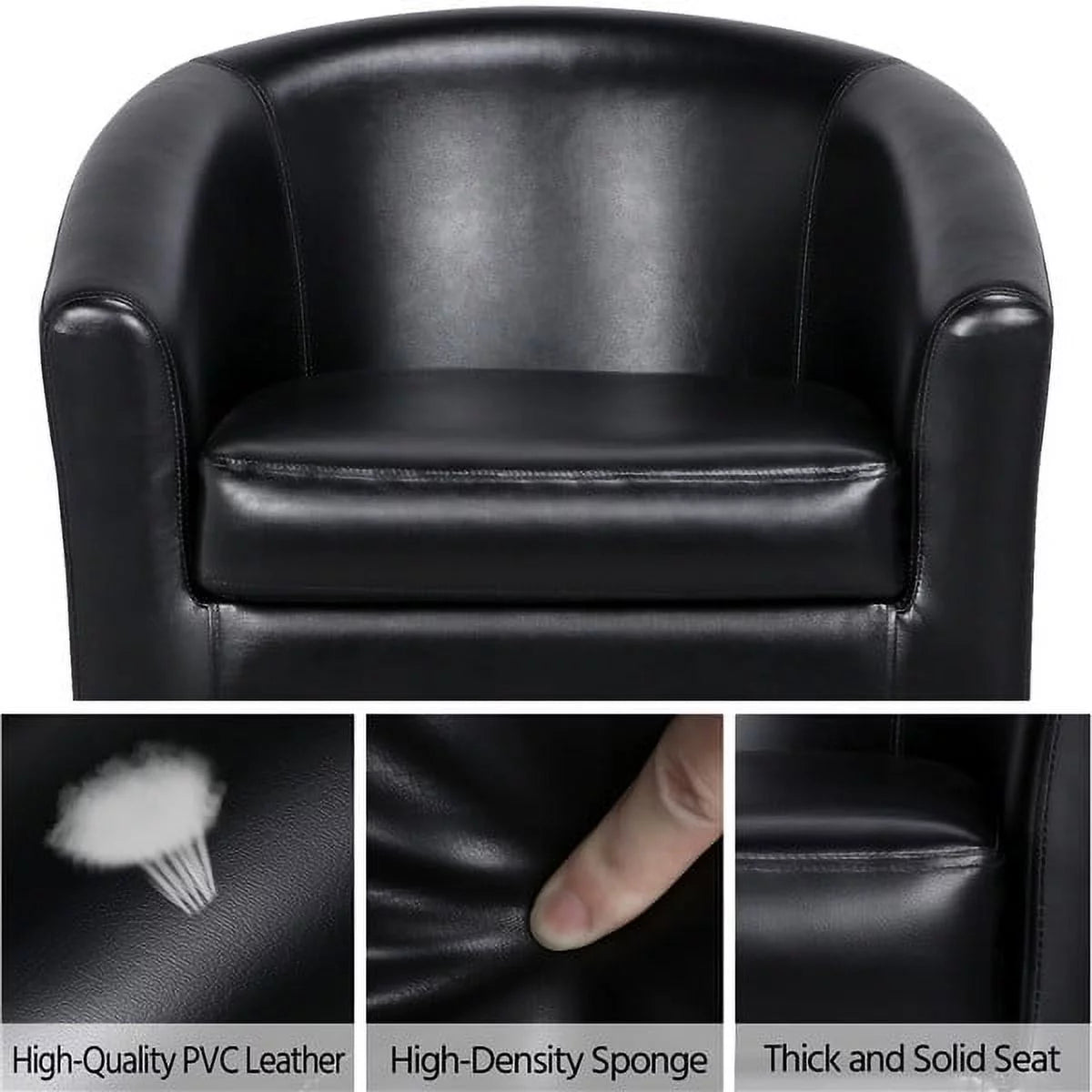 Black Faux Leather Accent Arm Chair T312837