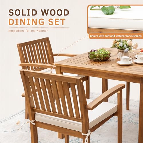 5 Piece Patio Dining Set with Square Tabletop & 4 Chairs T834