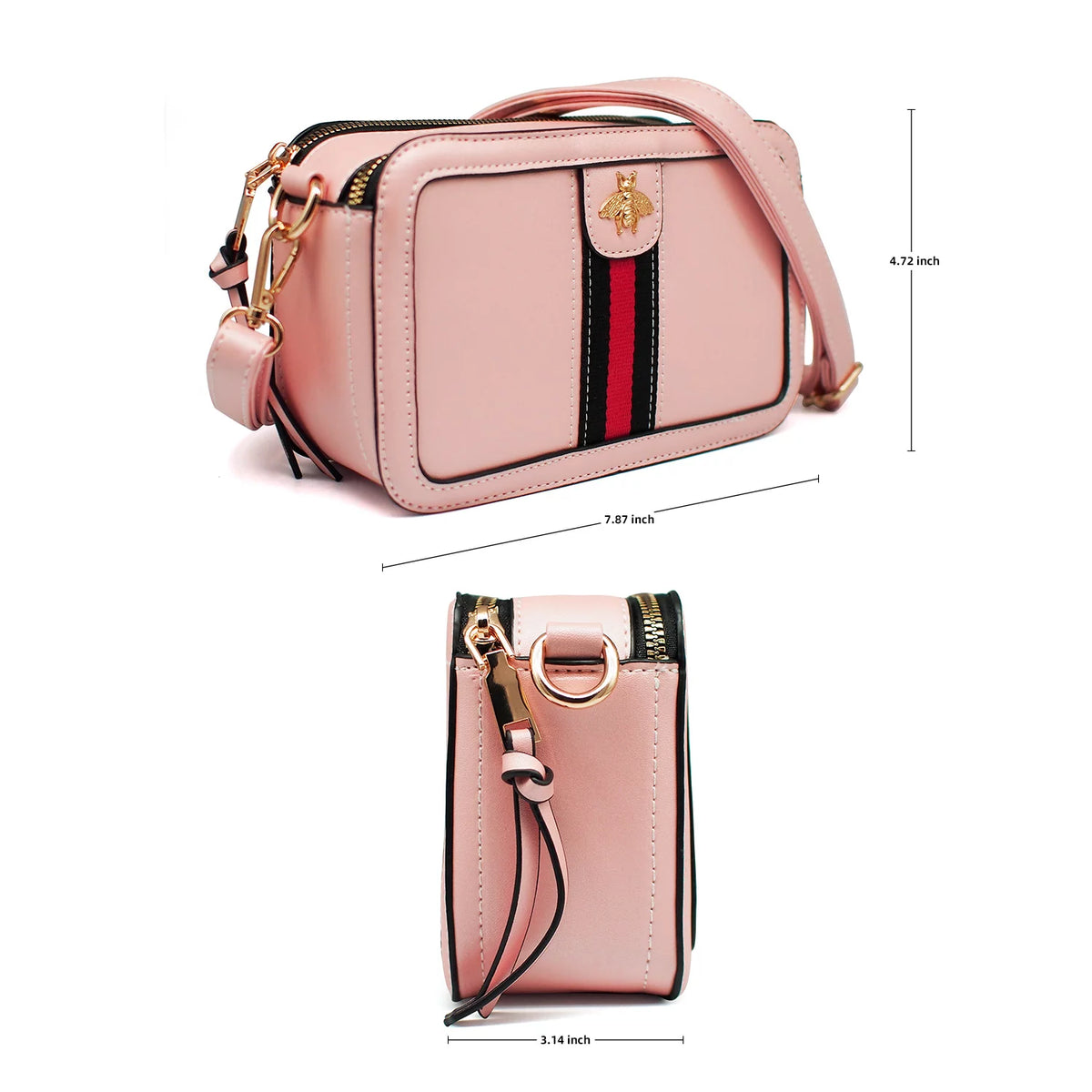 Pink PU Leather Crossbody Bag C9099