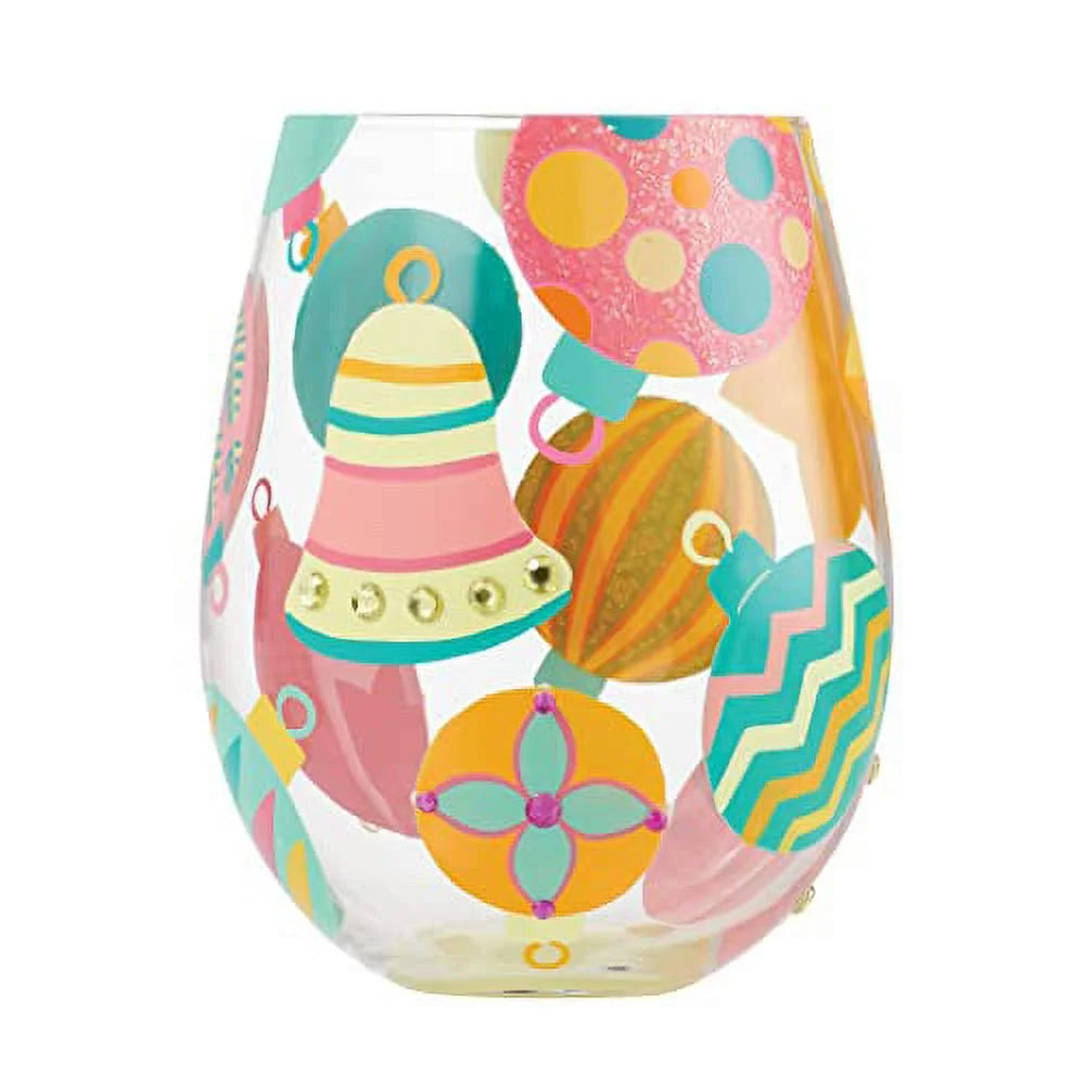 Hand Painted Stemless Wine Glass Z410596