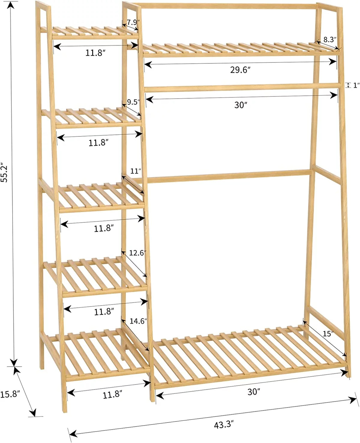 43.5" Rolling Garment Rack with Shoe Rack U10252