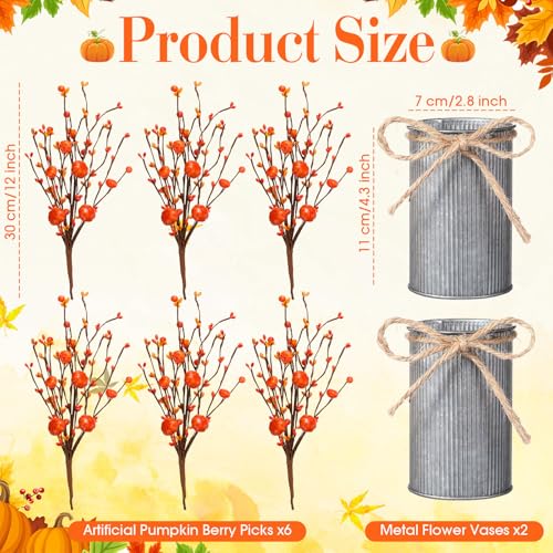 4 Set Artificial Autumn Flowers Table Centerpiece with Vase T413978