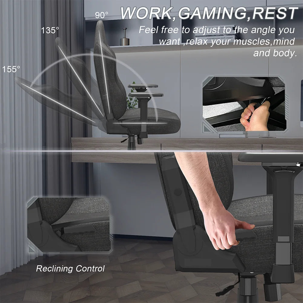 Black Ergonomic Gaming Chair with Lumbar Support H2407