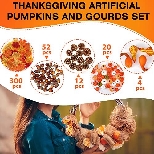 520 Pcs Artificial Pumpkins and Gourds Fall Harvest Decoration Set G213061