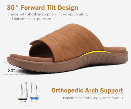 Mens Open Toe Athletic Sport Slides with Arch Support A88524