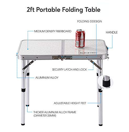 Folding Camp Table Adjustable Height Aluminum J82237