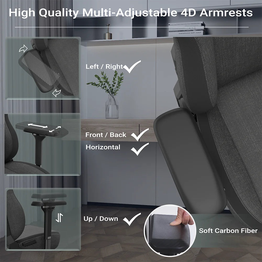 Black Ergonomic Gaming Chair with Lumbar Support H2407