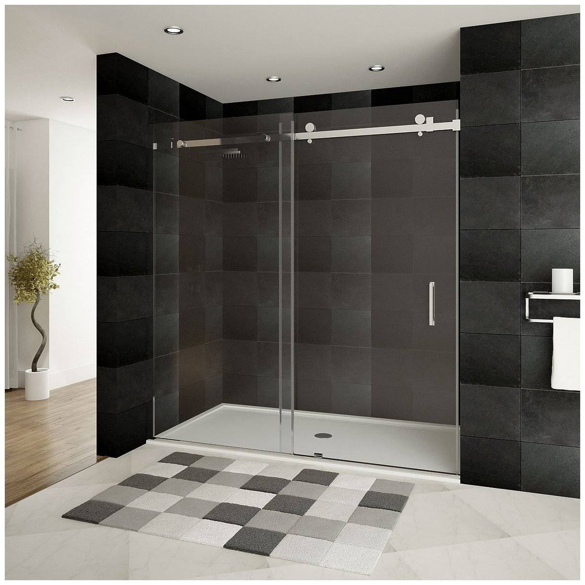Semi-Frameless Sliding Shower Doors Chrome V624