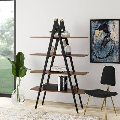 75x22 H Ladder Bookcase Walnut/Black X29825