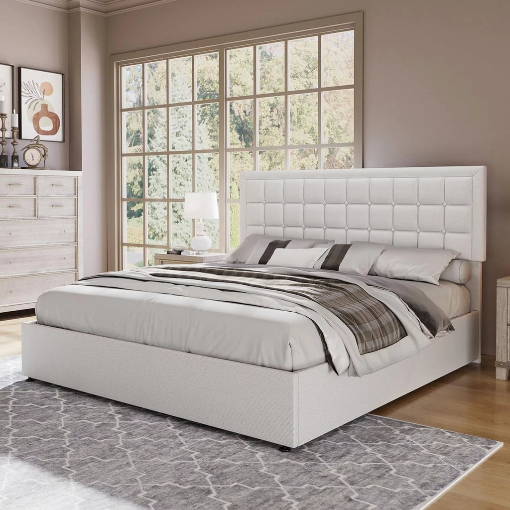 King Size Lift Up Storage Upholstered Platform Bed Frame C699