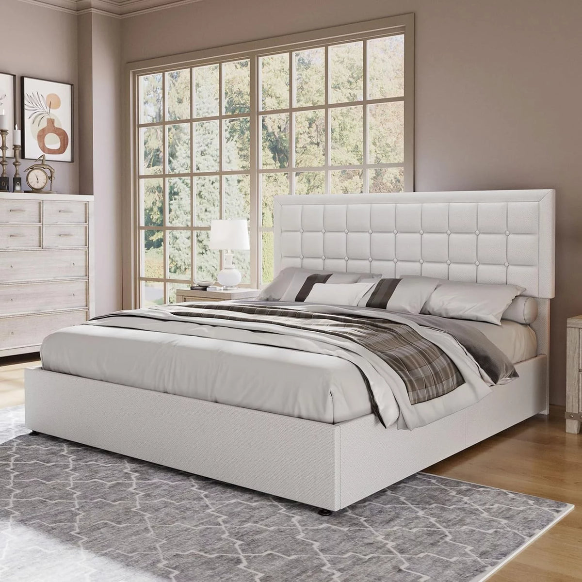King Size Lift Up Storage Upholstered Platform Bed Frame C699