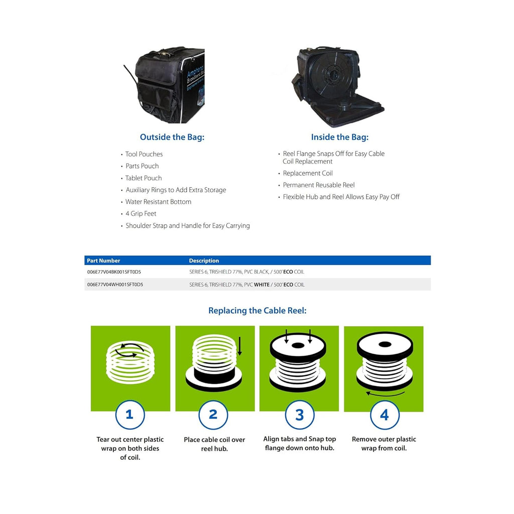 Amphenol TFC Tech Service Bag, Reel and Black Cable P52321