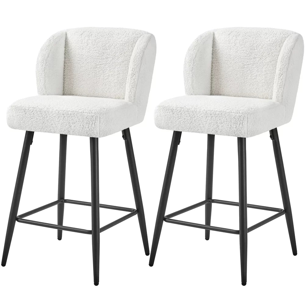 White Upholstered Bar Stools Set of 2 Y3116
