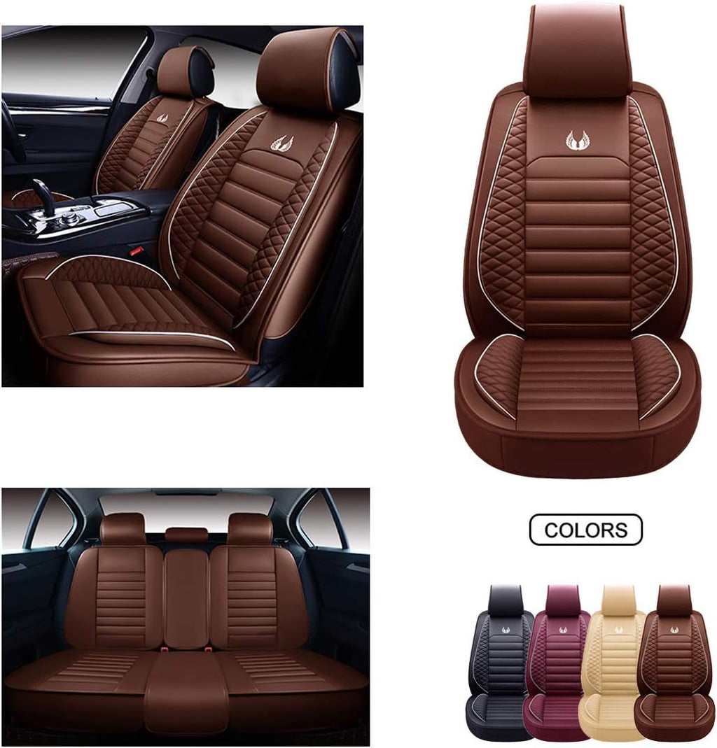 Leather Car Seat Covers Black Grey P277